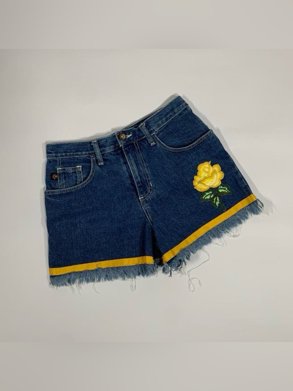 Second Generation Rose Trim Denim Shorts Blue Vintage Y2K Vintage